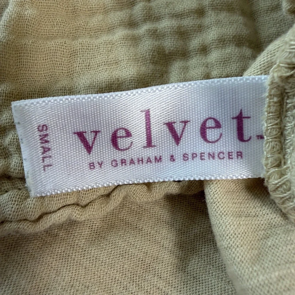 Velvet Graham & Spencer Louisa‎ Puff Sleeve Top Size S Gauze Slub Cotton Yellow